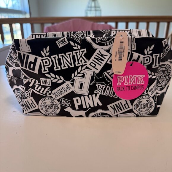 NWT Y2K Victoria's Secret PINK Logo Back to Campus Cosmetic, Travel,  Pouch Bag - Picture 1 of 4